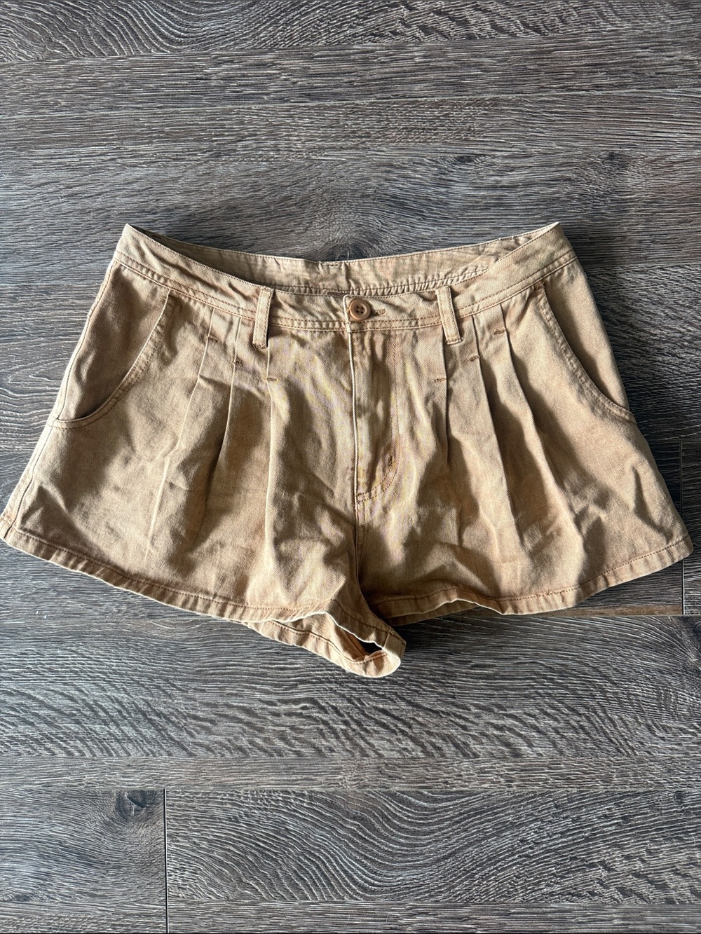 Free People High Waist Pleated Shorts - Tan